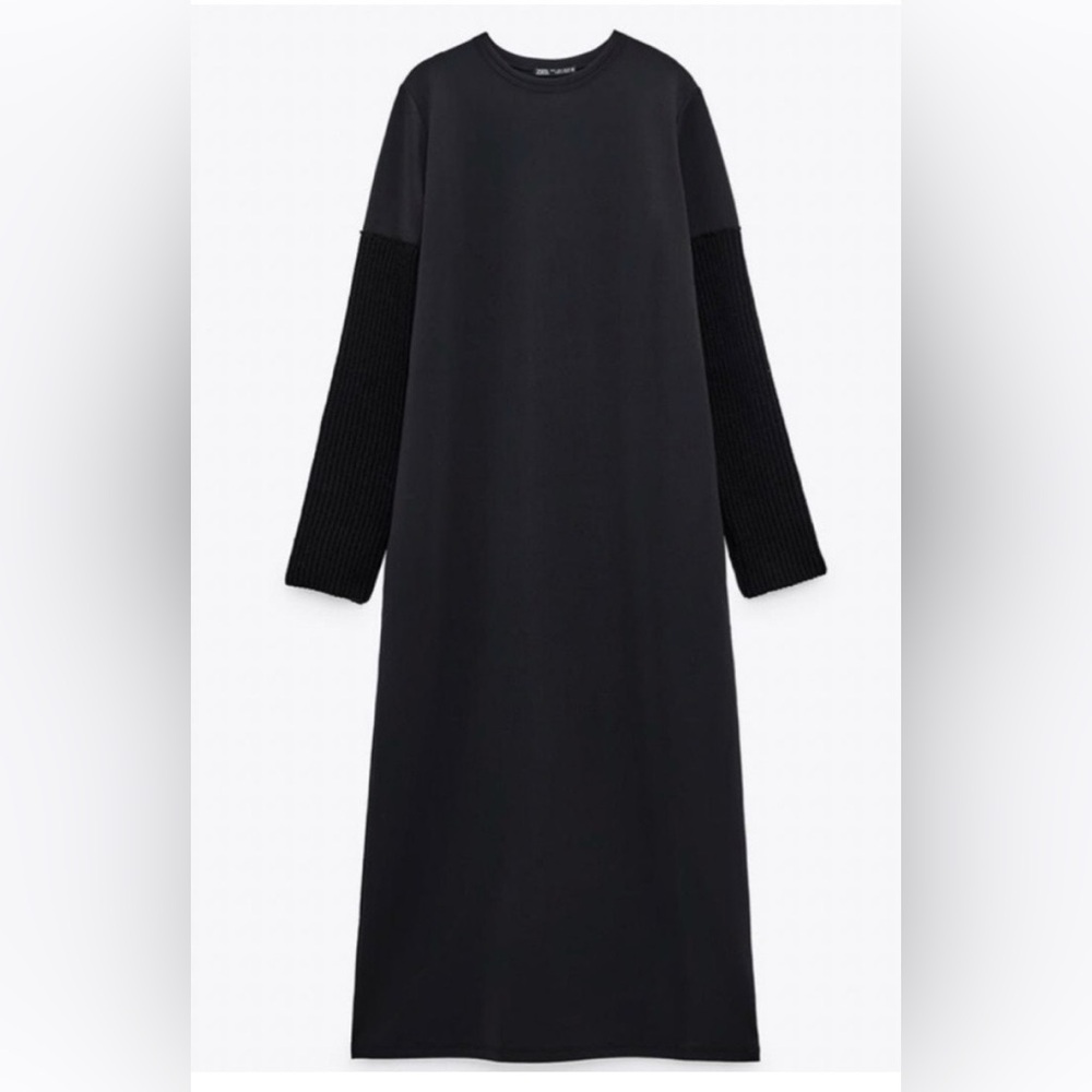 Zara TRICOT TRIMMED DRESS